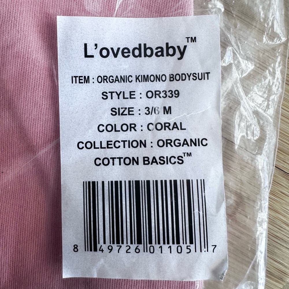 L'ovedbaby Coral Organic Cotton Bodysuit Size 3-6 Months - Picture 5 of 5